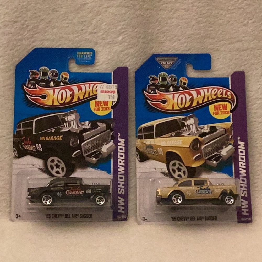 Hot Wheels ~ '55 Chevy Bel Air Gasser ~ HW Showroom ~ Set of 2 Black Gold